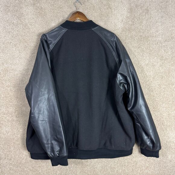 Shaquille O'Neal XLG Varsity Jacket Mens 3XL Black Zip Up Faux Leather Trim NEW - Picture 9 of 9